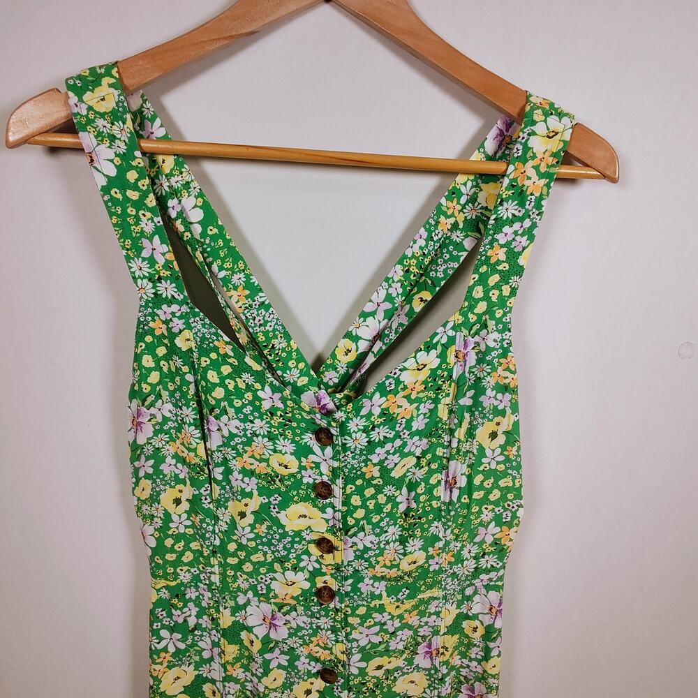 Loft Women's Size 4 Floral Sleeveless‎ Crossover Back Button-Down Midi Dress